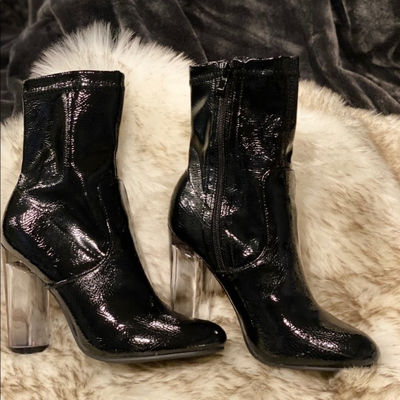 Ankle High Acrylic transparent Heel shine Boots . - Picture 3 of 14